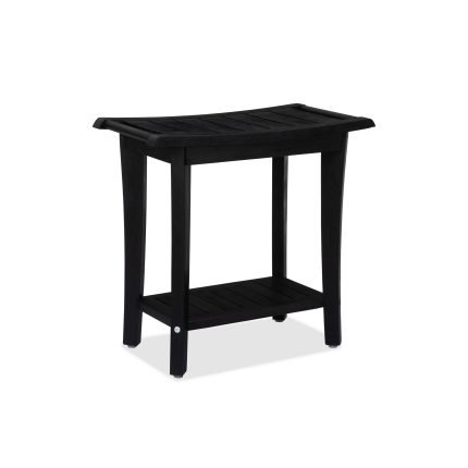 2-Tier Acacia Wood Shower Stool with Storage Shelf