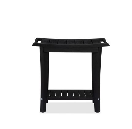 2-Tier Acacia Wood Shower Stool with Storage Shelf