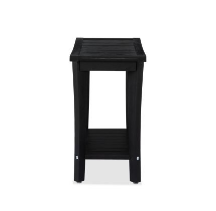 2-Tier Acacia Wood Shower Stool with Storage Shelf