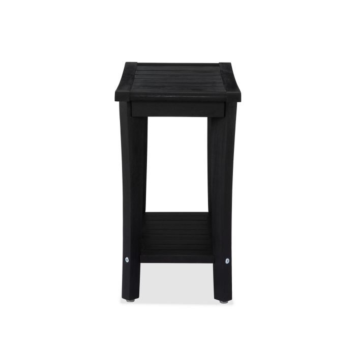 2-Tier Acacia Wood Shower Stool with Storage Shelf