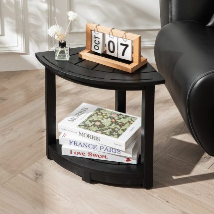 Acacia Corner Shower Stool Waterproof Bath Bench with Shelf