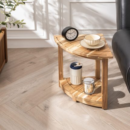 Acacia Corner Shower Stool Waterproof Bath Bench with Shelf