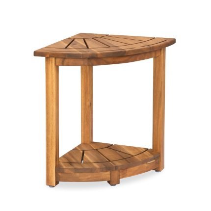 Acacia Corner Shower Stool Waterproof Bath Bench with Shelf