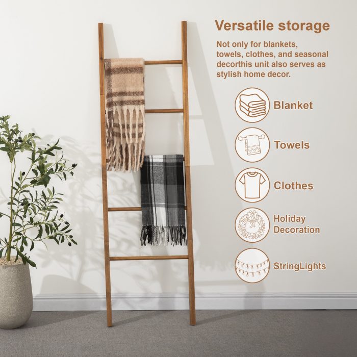 Acacia Wood Blanket Ladder 6-Tier