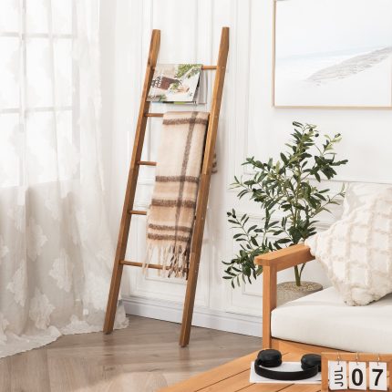 Acacia Wood Blanket Ladder 6-Tier