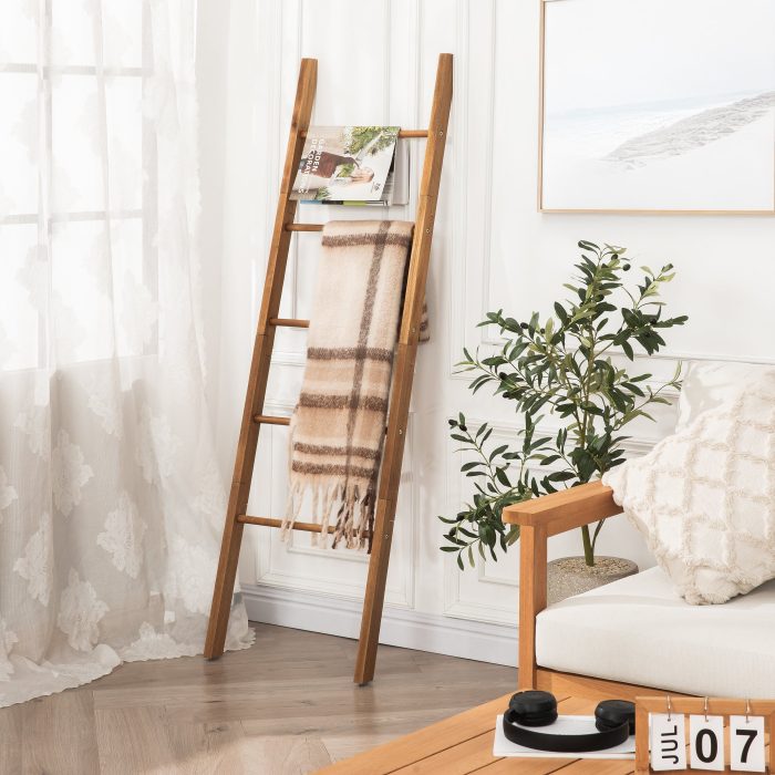 Acacia Wood Blanket Ladder 6-Tier