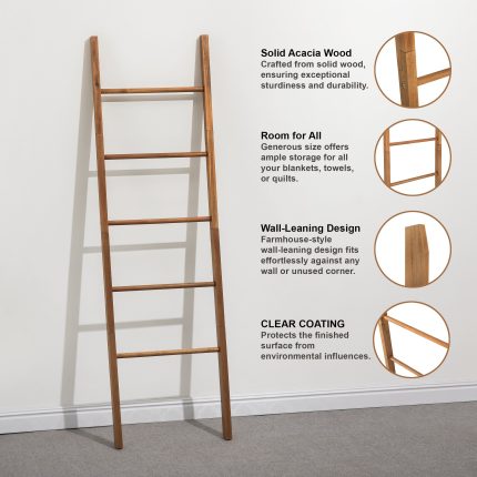 Acacia Wood Blanket Ladder 6-Tier