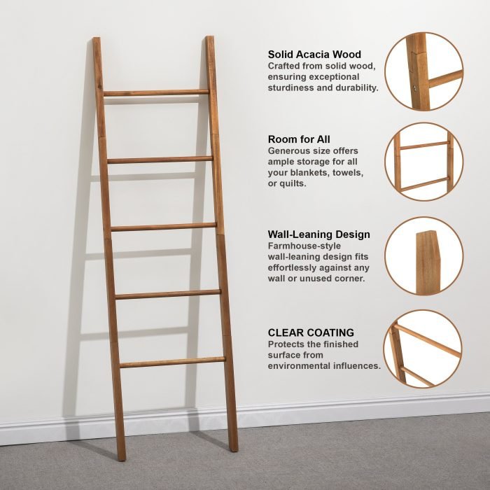 Acacia Wood Blanket Ladder 6-Tier