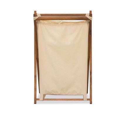 Acacia Wood Folding Laundry Hamper Basket with Handle