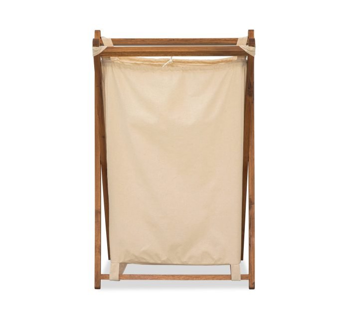 Acacia Wood Folding Laundry Hamper Basket with Handle