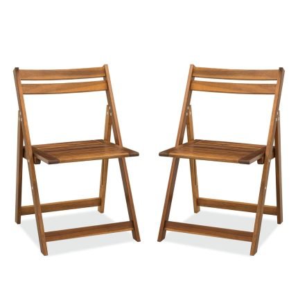 Acacia Wooden Folding Chairs Set for Patio & Garden