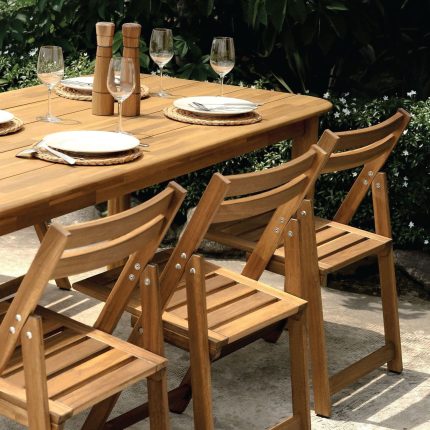 Acacia Wooden Folding Chairs Set of 2 for Patio & Garden