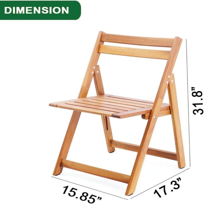 Acacia Wooden Folding Chairs Set of 2 for Patio & Garden
