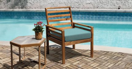 Square Joint Acacia Wood Deck Tiles, 12-Slat Interlocking Design for Indoor & Outdoor (Set of 27)