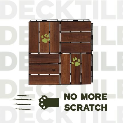Square Joint Acacia Wood Deck Tiles, 12-Slat Interlocking Design for Indoor & Outdoor (Set of 27)