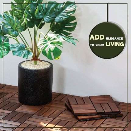 Square Joint Acacia Wood Deck Tiles, 12-Slat Interlocking Design for Indoor & Outdoor (Set of 27)