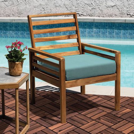 Square Joint Acacia Wood Deck Tiles, 12-Slat Interlocking Design for Indoor & Outdoor (Set of 27)