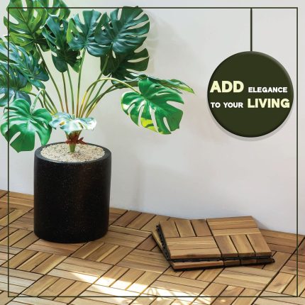 Square Joint Acacia Wood Deck Tiles, 12-Slat Interlocking Design for Indoor & Outdoor (Set of 27)