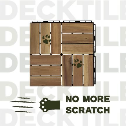 Square Joint Acacia Wood Deck Tiles, 12-Slat Interlocking Design for Indoor & Outdoor (Set of 27)