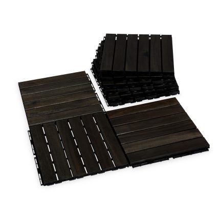 Square Joint Acacia Wood Deck Tiles, 6-Slat Interlocking Design for Indoor & Outdoor (Set of 27)