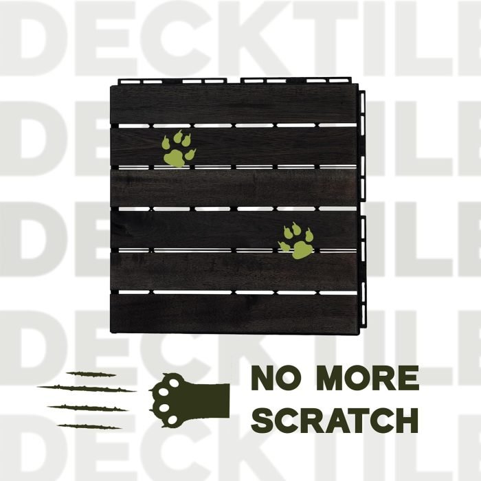 Square Joint Acacia Wood Deck Tiles, 6-Slat Interlocking Design for Indoor & Outdoor (Set of 27)