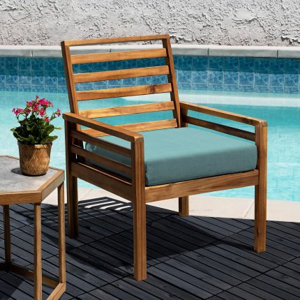 Square Joint Acacia Wood Deck Tiles, 6-Slat Interlocking Design for Indoor & Outdoor (Set of 27)