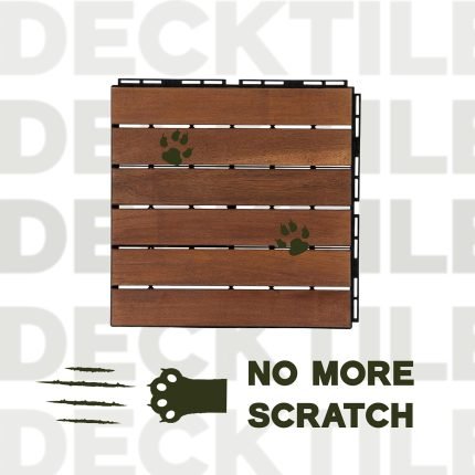 Square Joint Acacia Wood Deck Tiles, 6-Slat Interlocking Design for Indoor & Outdoor (Set of 27)