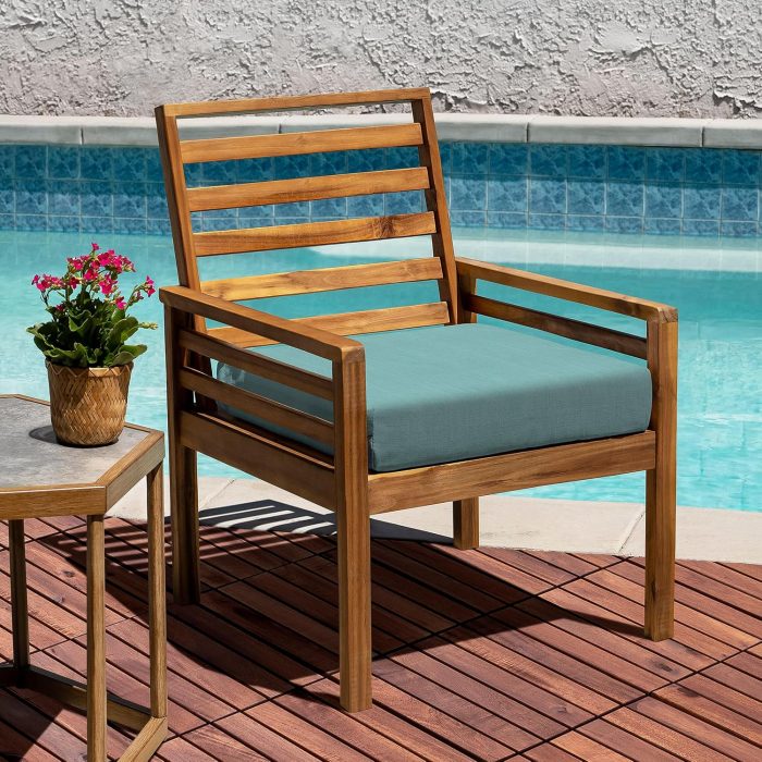 Square Joint Acacia Wood Deck Tiles, 6-Slat Interlocking Design for Indoor & Outdoor (Set of 27)