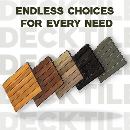 Square Joint Acacia Wood Deck Tiles, 6-Slat Interlocking Design for Indoor & Outdoor (Set of 27)