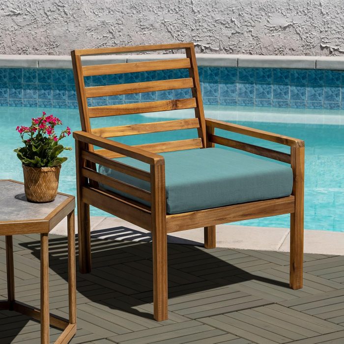 Square Joint Acacia Wood Deck Tiles, 6-Slat Interlocking Design for Indoor & Outdoor (Set of 27)