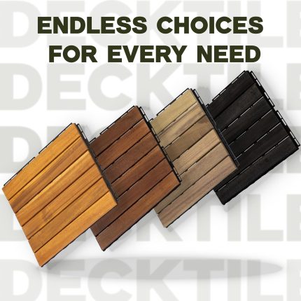 Square Joint Acacia Wood Deck Tiles, 6-Slat Interlocking Design for Indoor & Outdoor (Set of 27)