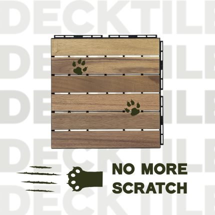 Square Joint Acacia Wood Deck Tiles, 6-Slat Interlocking Design for Indoor & Outdoor (Set of 27)