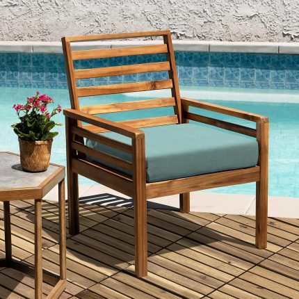 Square Joint Acacia Wood Deck Tiles, 6-Slat Interlocking Design for Indoor & Outdoor (Set of 27)