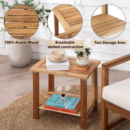 Double Adirondack Side Table Weather-Resistant for Outdoors