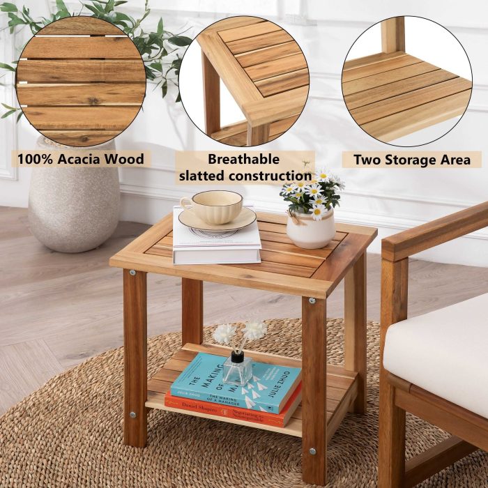 Double Adirondack Side Table Weather-Resistant for Outdoors