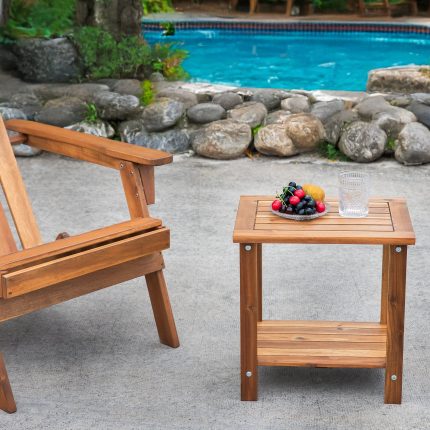 Double Adirondack Side Table Weather-Resistant for Outdoors