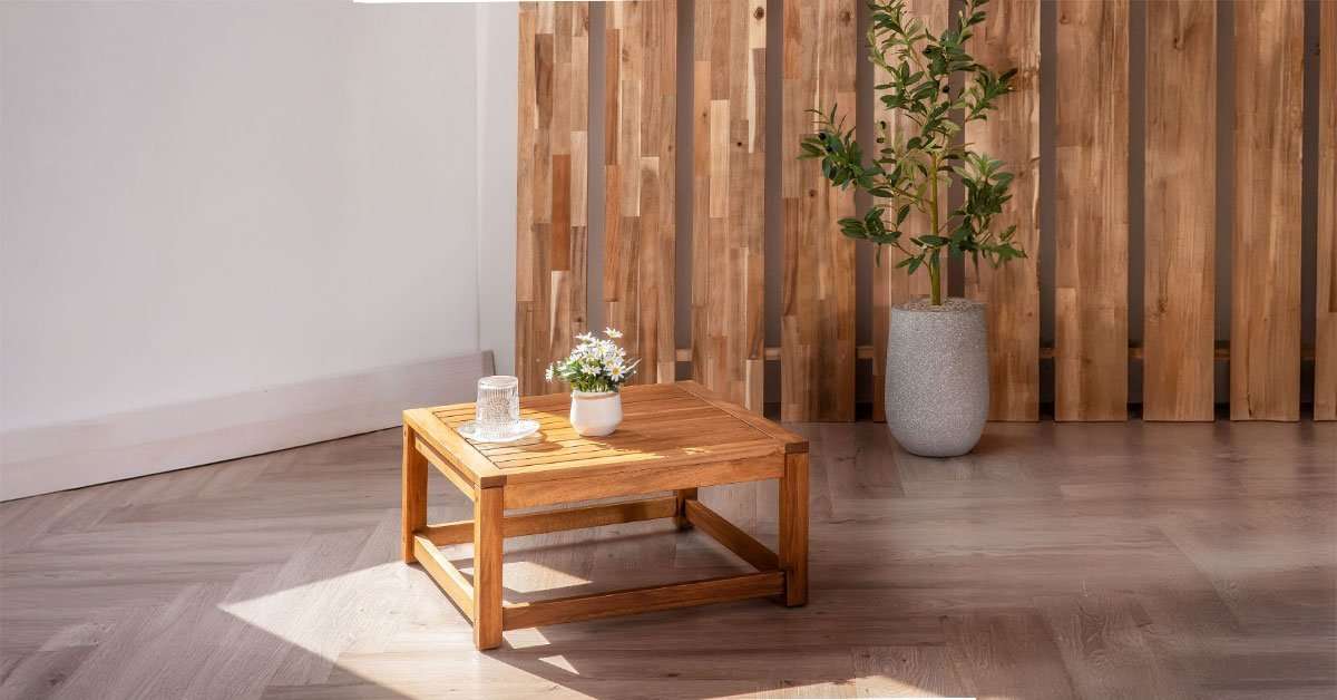 Naro Low Table for Living Room and Office 2 Naro low table in natural wood finish showing clean minimal design and slim legs