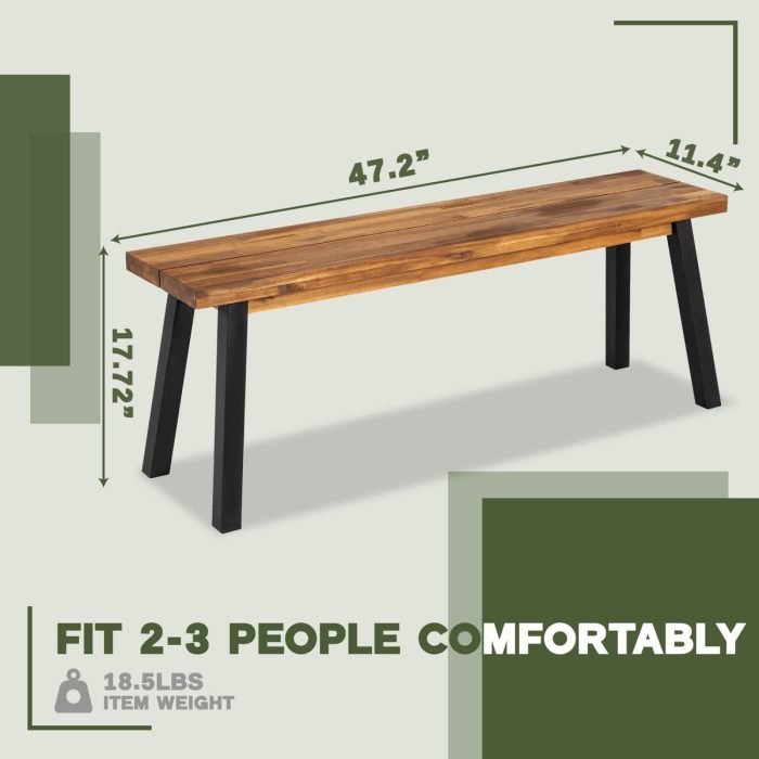 Solid Acacia Wood Bench for Entryway & Living Room