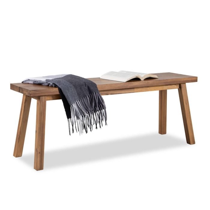 Solid Acacia Wood Bench for Entryway & Living Room