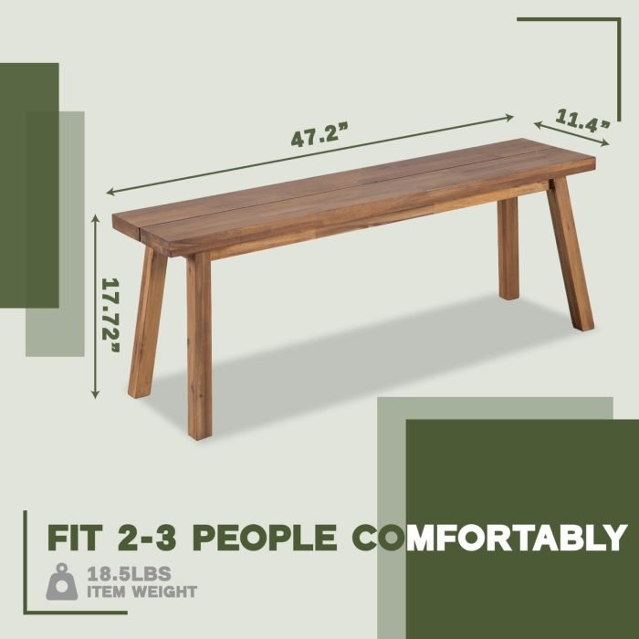 Solid Acacia Wood Bench for Entryway & Living Room