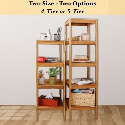 Tier Acacia Wood Corner Shelf