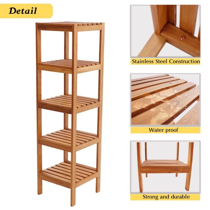 Tier Acacia Wood Corner Shelf