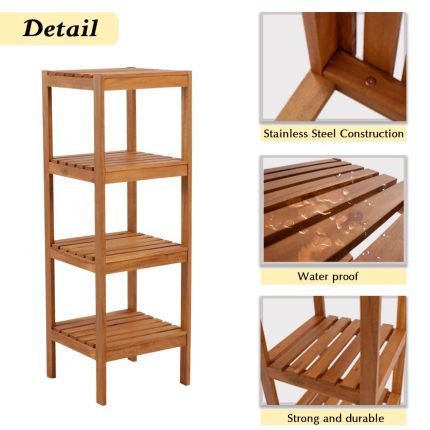 Tier Acacia Wood Corner Shelf