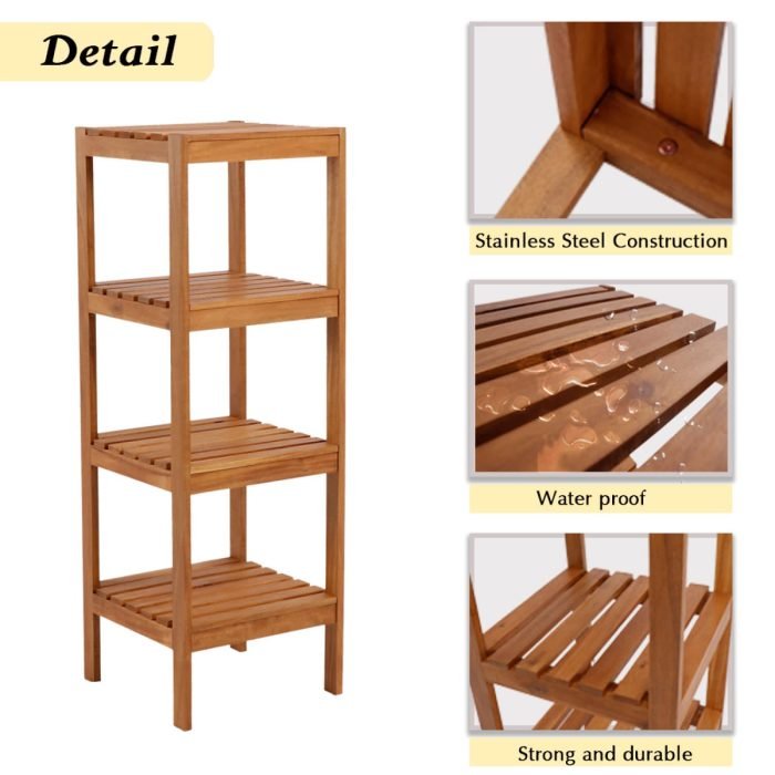 Tier Acacia Wood Corner Shelf