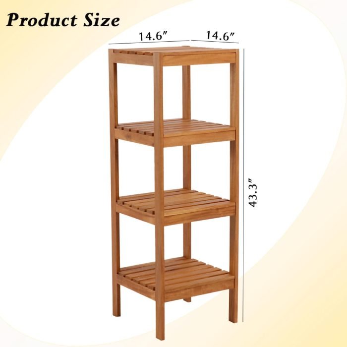 Tier Acacia Wood Corner Shelf