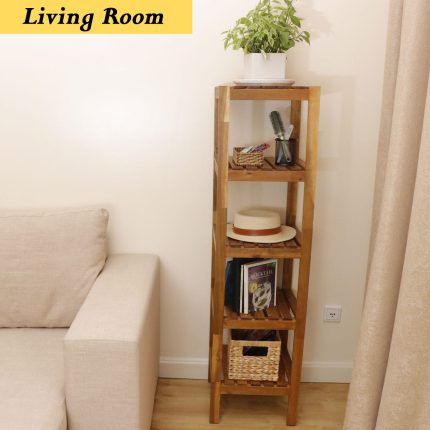 Tier Acacia Wood Corner Shelf
