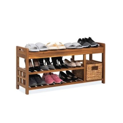 Wooden Shoe Bench for Entryway and Closet