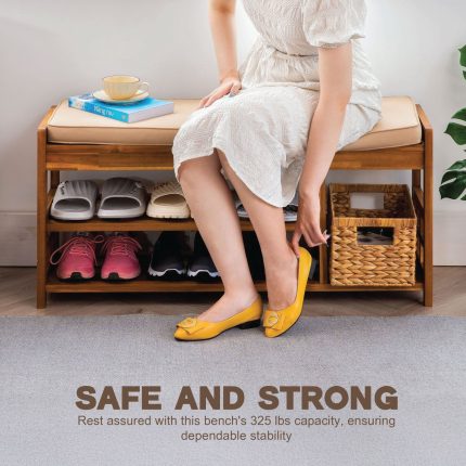 Wooden Shoe Bench for Entryway and Closet