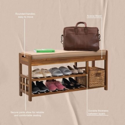 Wooden Shoe Bench for Entryway and Closet