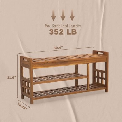 Wooden Shoe Bench for Entryway and Closet